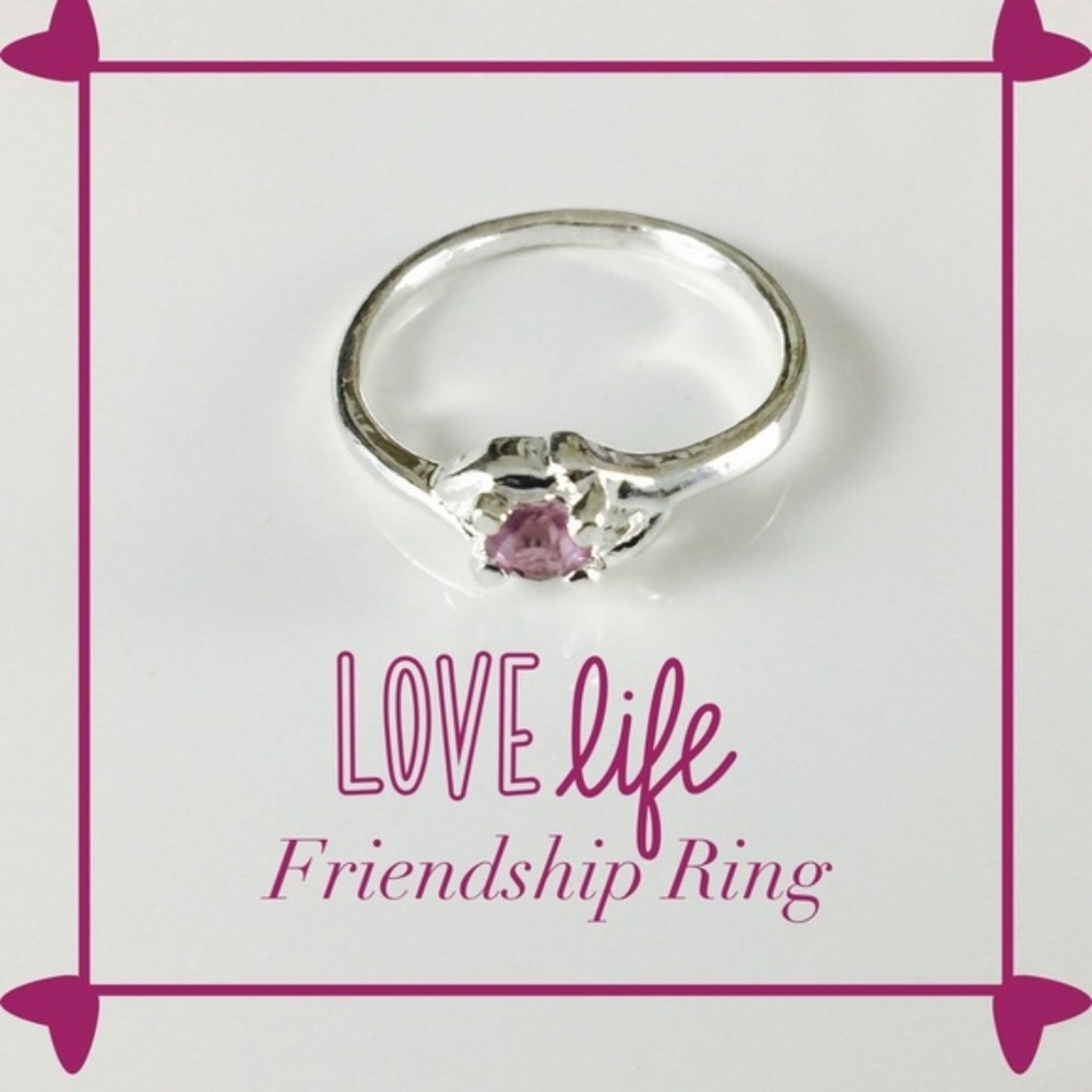 Purple Silver plated CZ Crystal  Ring